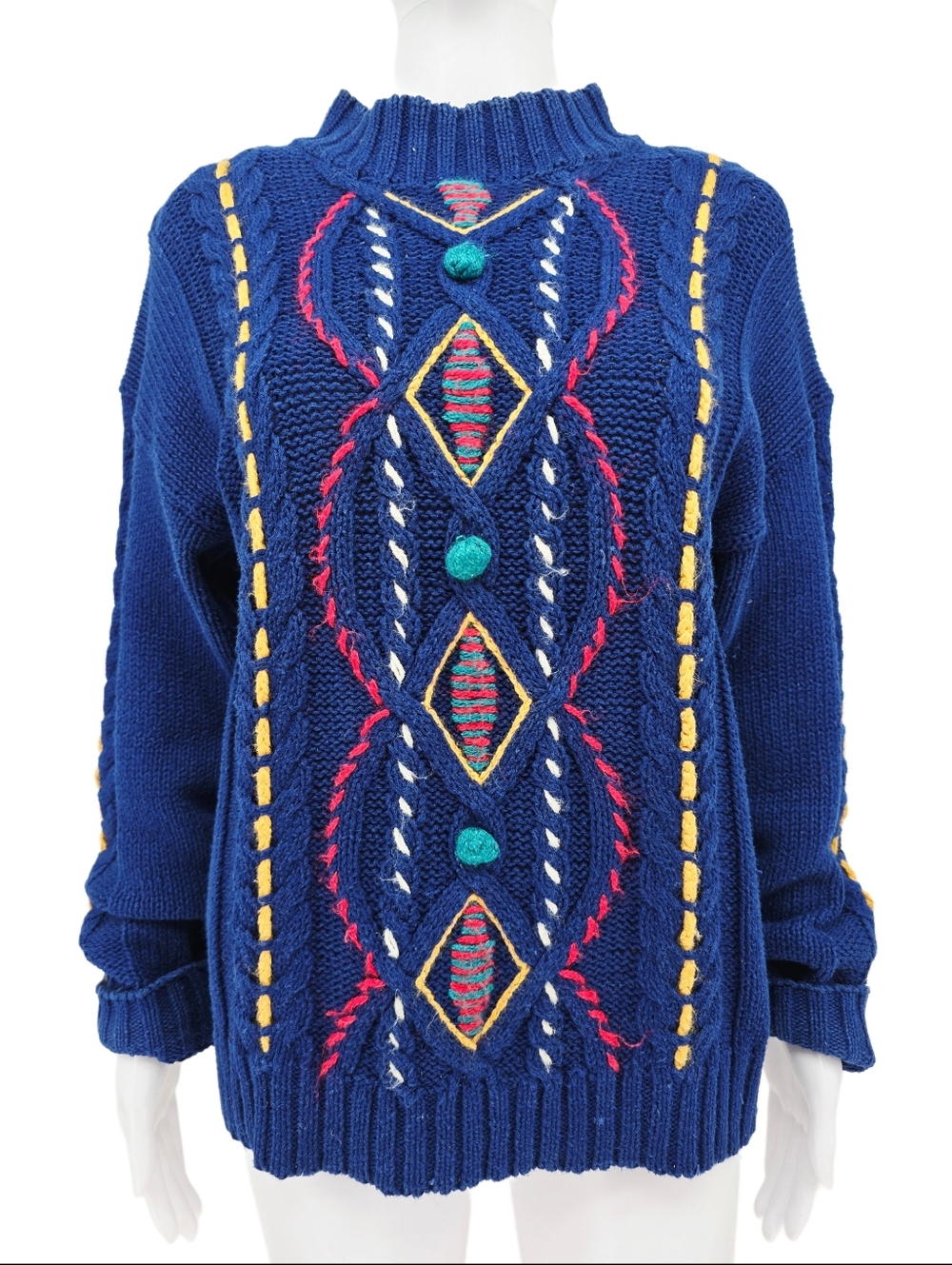 Vintage 80's Abstract Crewneck Sweater Blue M